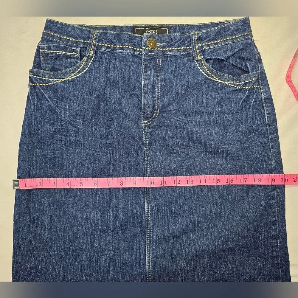 Cato Midwash Split Hem Midi  Denim Skirt Women's Size 10 - Picture 10 of 12